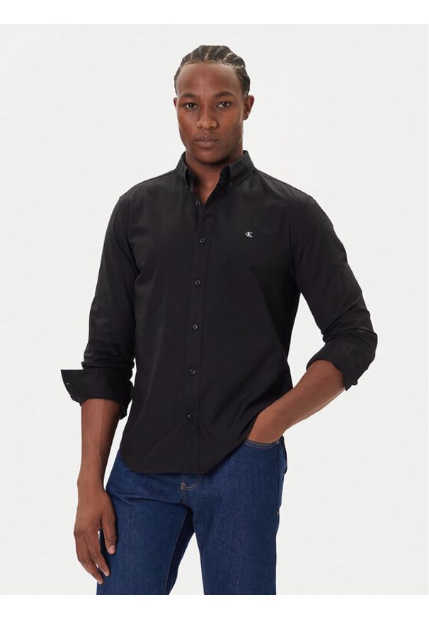 Calvin Klein Jeans Koszula Oxford Classic LV140EM125 Czarny Regular Fit. Kolor: czarny. Materiał: bawełna