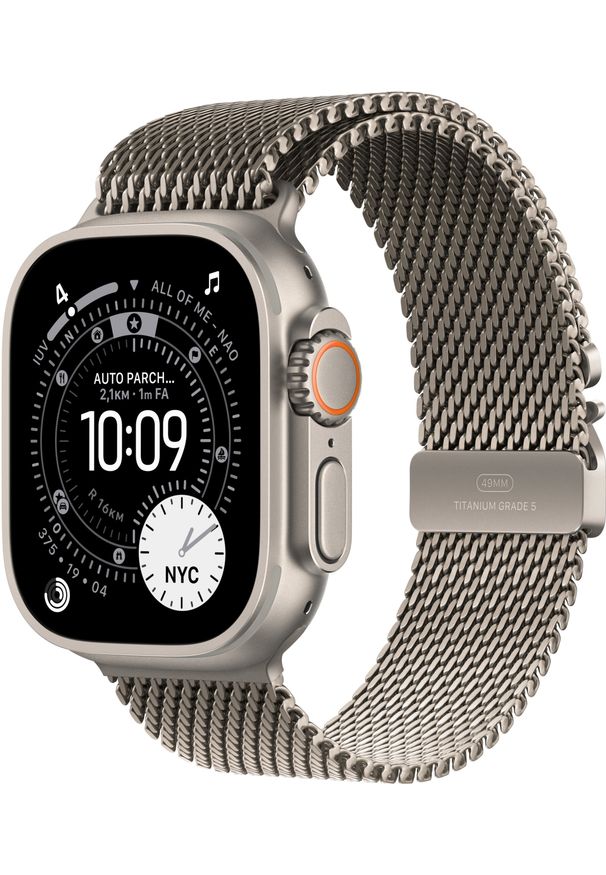 NoName - Apple Watch Ultra 3 GPS + Cellular 49mm Natural Titanium Case with Natural Titanium Milanese Loop - Medium - MEWY4ET/A