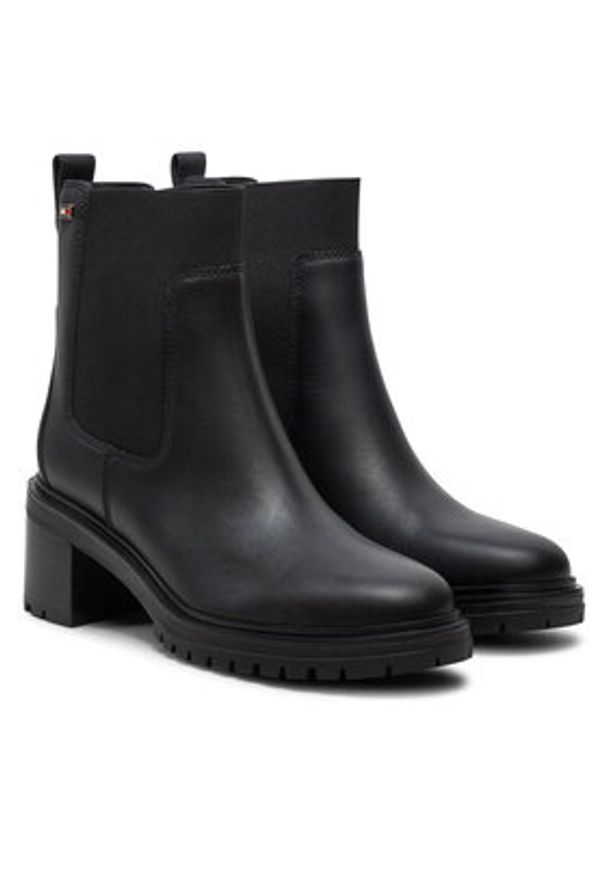 TOMMY HILFIGER - Tommy Hilfiger Sztyblety FW0FW08163 Czarny. Kolor: czarny. Materiał: skóra