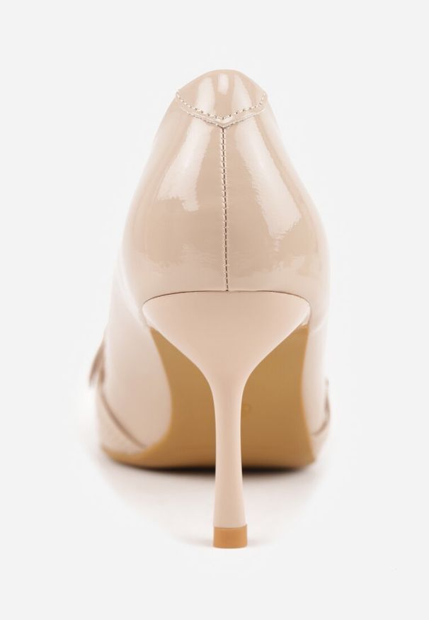 Renee - Beżowe Lakierowane Szpilki Vices z Klamrami i Paskami Tamirella. Okazja: na co dzień, na imprezę. Zapięcie: klamry. Kolor: beżowy. Materiał: lakier. Wzór: paski. Obcas: na szpilce. Styl: elegancki, casual, wizytowy. Wysokość obcasa: średni