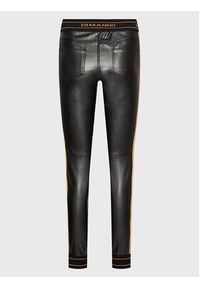 Ermanno Firenze Spodnie z imitacji skóry P008ES2 Czarny Slim Fit. Kolor: czarny. Materiał: syntetyk, skóra