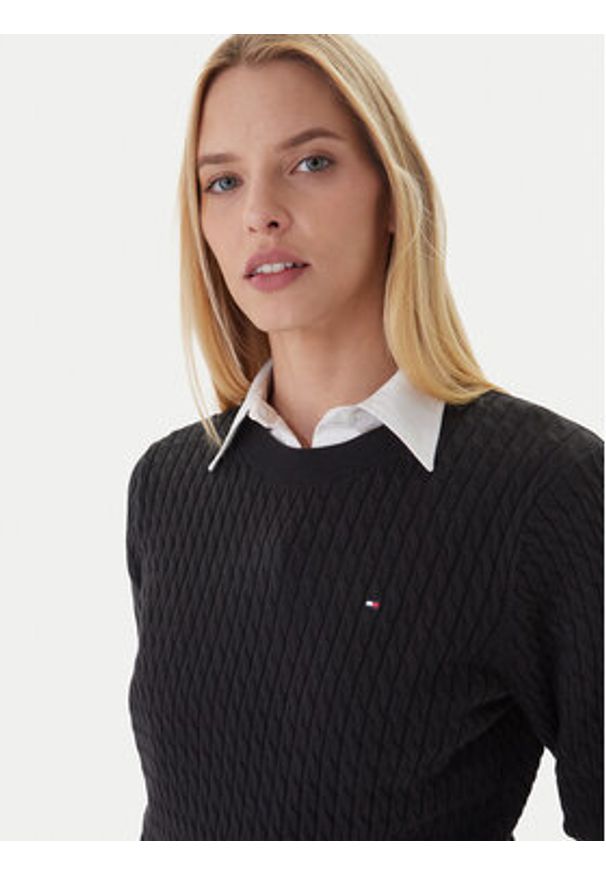 TOMMY HILFIGER - Tommy Hilfiger Sweter Fine WW0WW44993 Czarny Regular Fit. Kolor: czarny. Materiał: bawełna