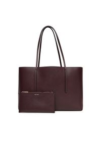 Calvin Klein Torebka Foil Logo Tote W/Pouch LV04F3274G Bordowy. Kolor: czerwony. Materiał: skórzane