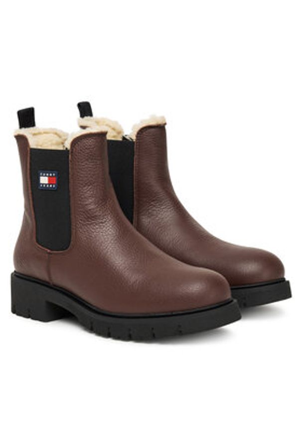 Tommy Jeans Sztyblety Tjw Chelsea Boot Wl EN0EN02826 Brązowy. Kolor: brązowy. Materiał: skóra