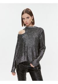 Pinko Sweter Piranha 102232 A1A3 Srebrny Regular Fit. Kolor: srebrny. Materiał: wiskoza