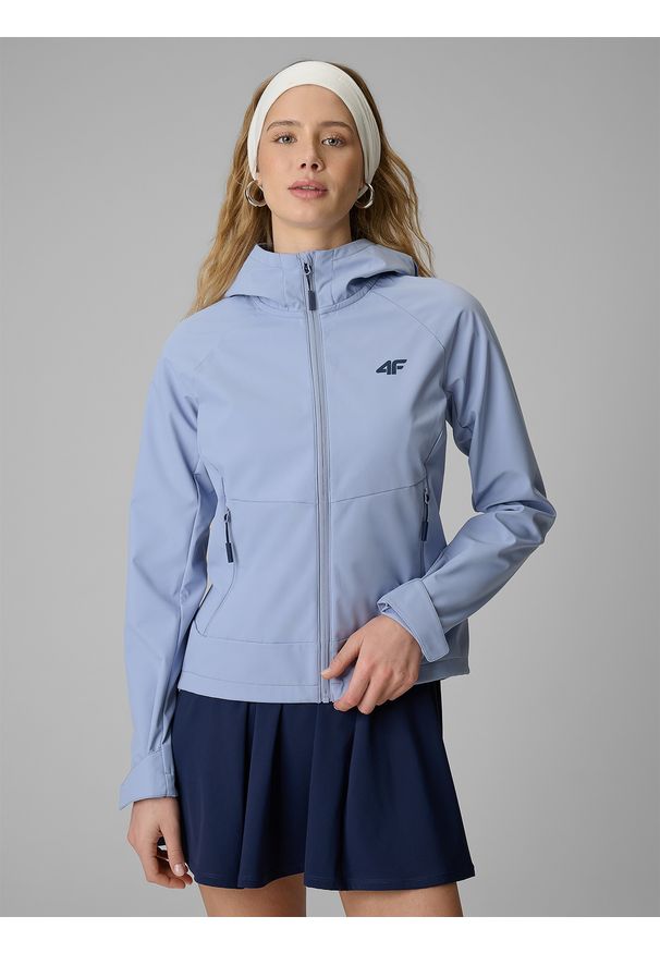 4f - 4F Kurtka softshell wiatroodporna membrana 5000 damska - niebieska L. Kolor: niebieski. Materiał: softshell. Wzór: gładki