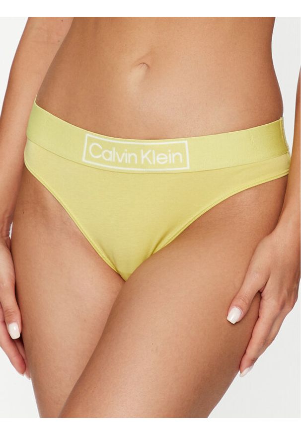 Calvin Klein Underwear Stringi 000QF6774E Żółty. Kolor: żółty. Materiał: bawełna