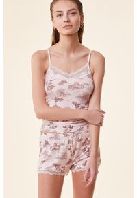 Etam szorty piżamowe damskie kolor różowy. Kolor: różowy. Materiał: koronka #4