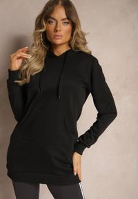 Renee - Czarna Bluza z Dodatkiem Bawełny Ozdobiona Sznurkami z Kapturem Mivasia. Okazja: na co dzień. Typ kołnierza: kaptur. Kolor: czarny. Materiał: bawełna. Wzór: aplikacja. Styl: sportowy, casual, rockowy #4