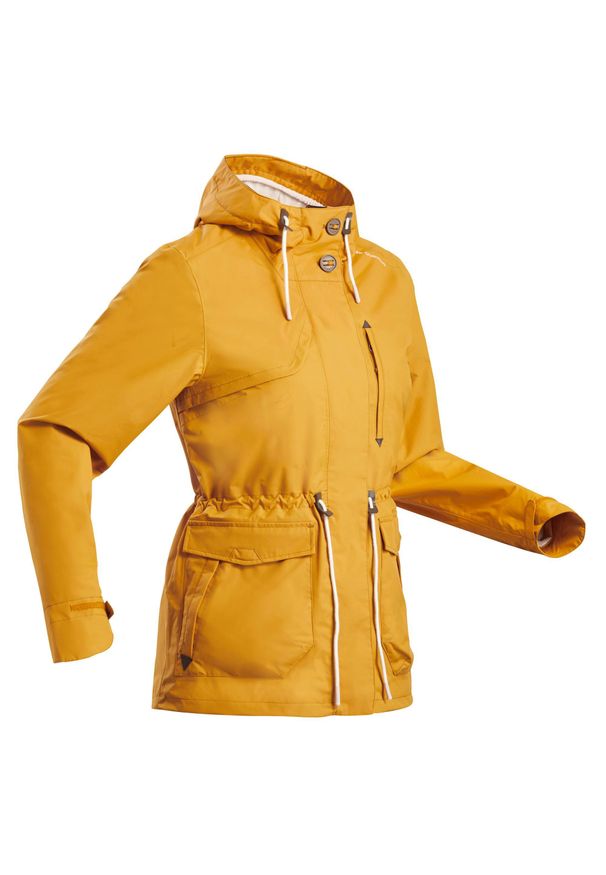 quechua - Kurtka turystyczna damska Quechua NH550 wodoodporna. Kolor: pomarańczowy. Materiał: materiał, poliester, poliamid