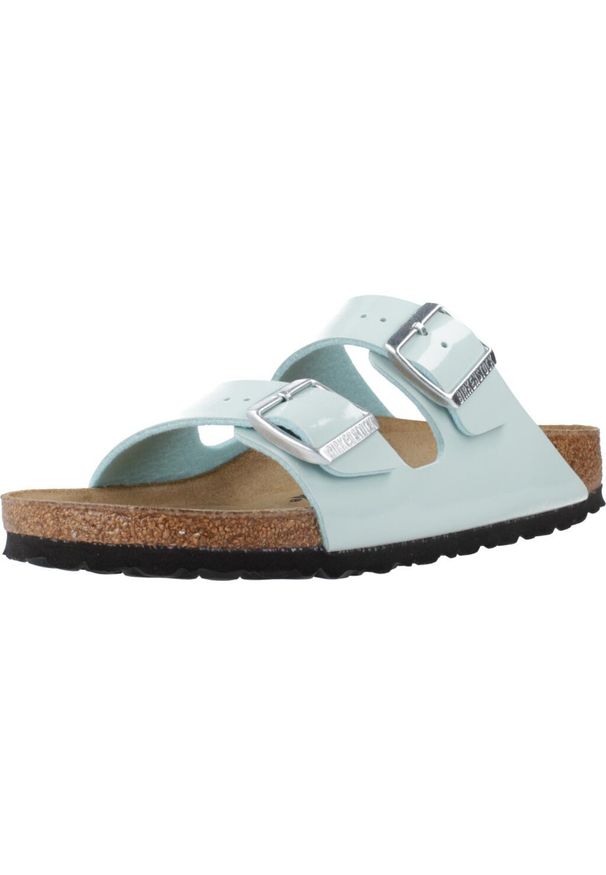 Klapki damskie Birkenstock Arizona Surf. Zapięcie: bez zapięcia. Kolor: zielony. Materiał: skóra, syntetyk, tkanina, materiał. Sport: turystyka piesza