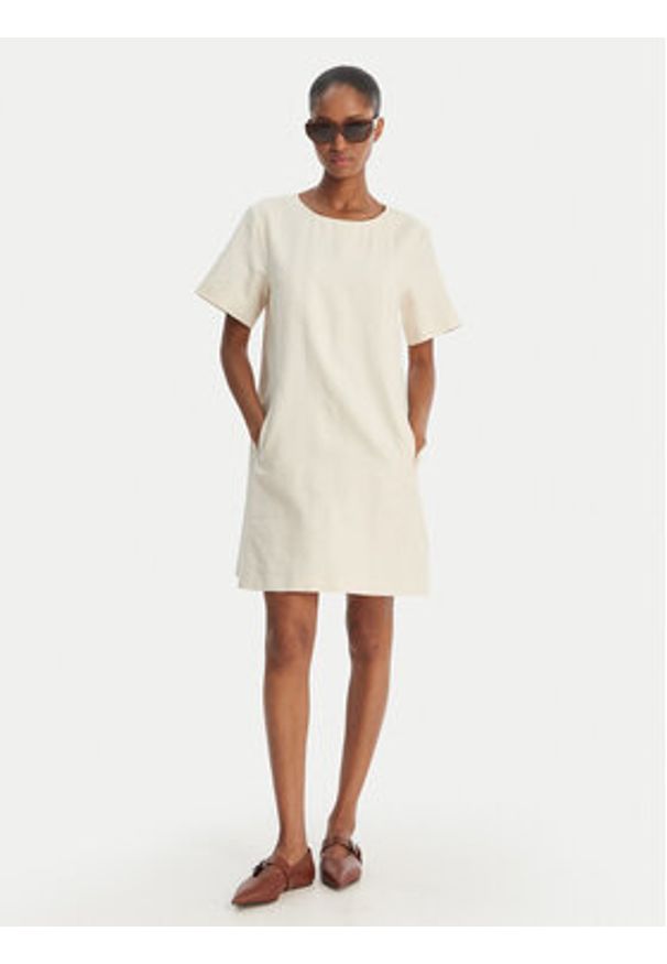 Weekend Max Mara Sukienka codzienna Daloa 2615221112 Écru Relaxed Fit. Okazja: na co dzień. Kolor: kremowy. Materiał: bawełna. Typ sukienki: proste. Styl: casual