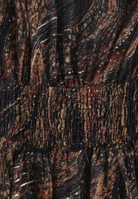 Born2be - Czarno-Beżowa Rozkloszowana Sukienka Taliowana ze Stójką i Transparentnymi Rękawami Labran. Okazja: na co dzień. Typ kołnierza: kołnierzyk stójkowy. Kolor: czarny. Typ sukienki: rozkloszowane. Styl: casual, elegancki #4