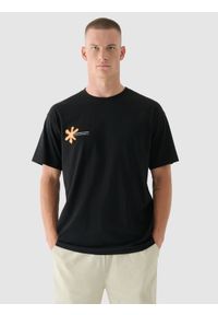 4f - 4F T-shirt oversize z nadrukiem męski - czarny S. Okazja: na co dzień. Kolor: czarny. Materiał: dzianina, bawełna, jersey. Długość rękawa: krótki rękaw. Długość: krótkie. Wzór: nadruk. Styl: klasyczny, sportowy, casual