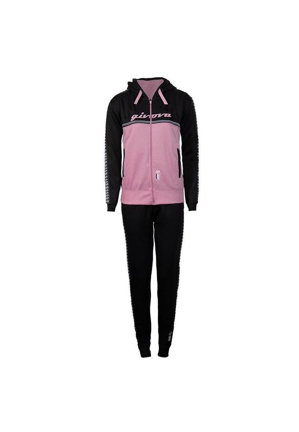 Givova Tuta Donna 101 dres damski z kapturem, polar, 2XL. Kolor: różowy. Materiał: polar, dresówka. Wzór: aplikacja. Sport: fitness