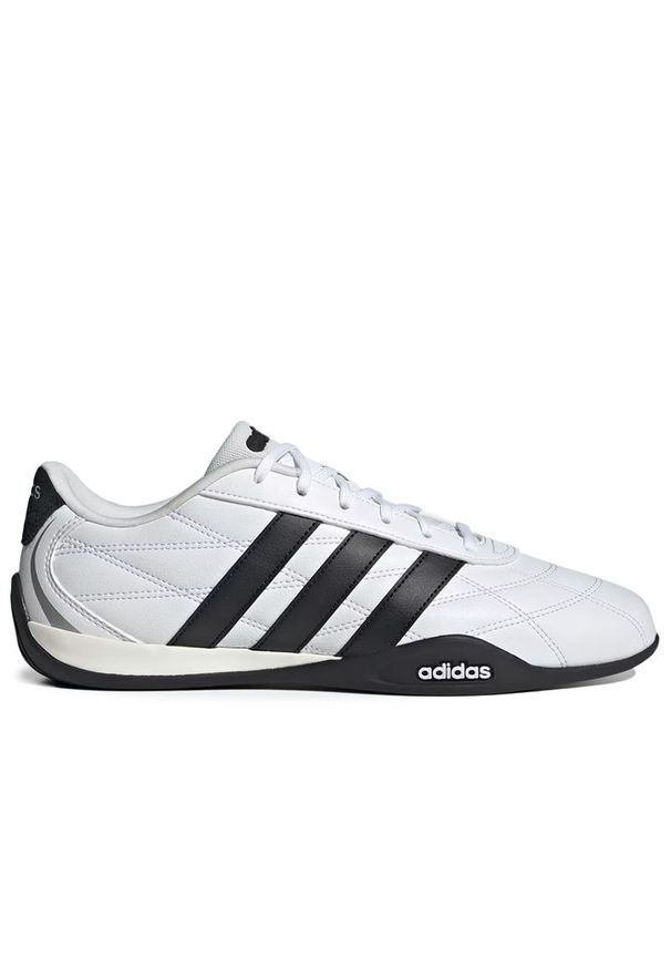 Adidas - Buty męskie adidas Sportswear Tenis Groundpulse HQ9160 - białe. Kolor: biały. Materiał: syntetyk, guma, skóra. Szerokość cholewki: normalna. Wzór: aplikacja. Sport: tenis