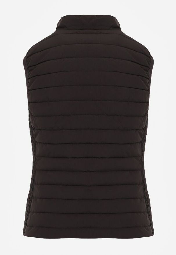 Renee - Czarna Kamizelka ze Stójką z Pikowaniem i Kieszeniami Valoreth. Okazja: na co dzień, na spotkanie biznesowe. Typ kołnierza: kołnierzyk stójkowy. Kolor: czarny. Styl: casual, biznesowy, elegancki, klasyczny