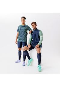 KIPSTA - Bluza piłkarska Kipsta Viralto Wavy Club na krótki suwak. Kolor: zielony, wielokolorowy, niebieski. Materiał: poliester, materiał, elastan. Długość: krótkie. Sport: piłka nożna