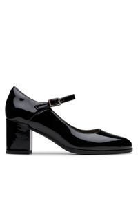 Clarks Półbuty Freva 55 Strap 26181337 Czarny. Kolor: czarny. Materiał: lakier, skóra