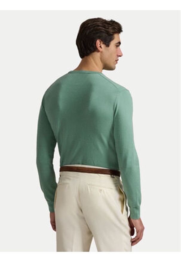 Polo Ralph Lauren Sweter 710890558508 Zielony Slim Fit. Typ kołnierza: polo. Kolor: zielony. Materiał: bawełna