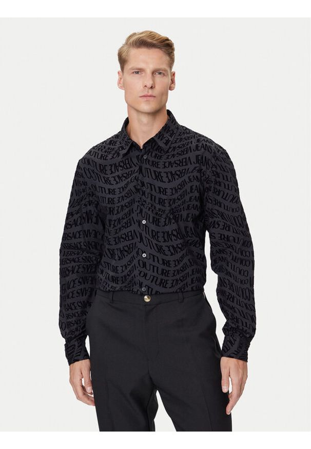 Versace Jeans Couture Koszula 79GAL2R0 NS703 Czarny Slim Fit. Kolor: czarny. Materiał: bawełna