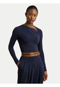 Lauren Ralph Lauren - LAUREN RALPH LAUREN Bluzka 200980153001 Granatowy Slim Fit. Kolor: niebieski. Materiał: lyocell