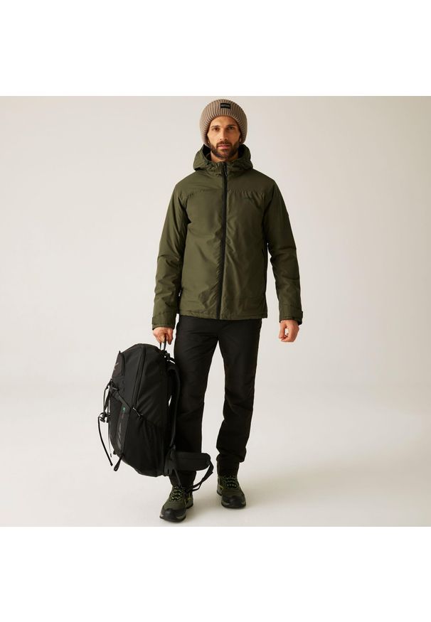 Regatta - Kurtka męska przejściowa przeciwdeszczowa Caspen. Kolor: zielony. Materiał: tkanina, puch. Sport: turystyka piesza