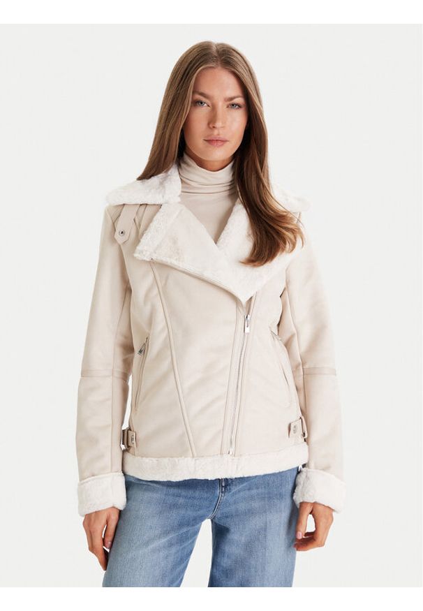 Morgan Kurtka z imitacji skóry 242-GSAPA Beżowy Regular Fit. Kolor: beżowy. Materiał: skóra