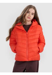 4f - 4F Kurtka puchowa z wypełnieniem syntetycznym chłopięca - czerwona 152 (11-12 lat). Okazja: na co dzień. Typ kołnierza: kaptur. Kolor: czerwony. Materiał: puch, syntetyk. Sezon: lato. Styl: casual, klasyczny, sportowy #1