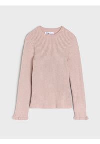 Sinsay - Prążkowany sweter - różowy. Kolor: różowy. Materiał: prążkowany