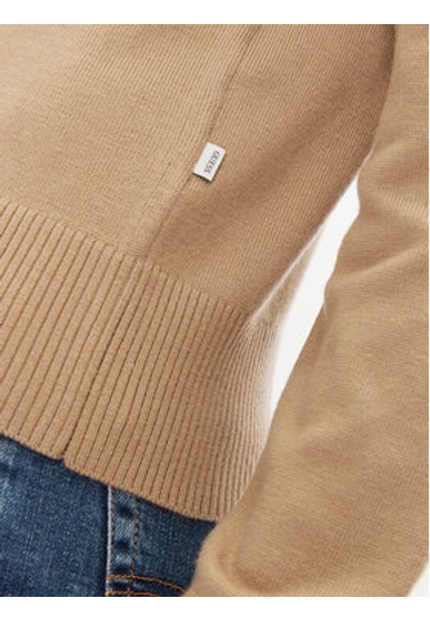 Guess Jeans Sweter W4BR83 Z3HO2 Brązowy Regular Fit. Kolor: brązowy. Materiał: syntetyk
