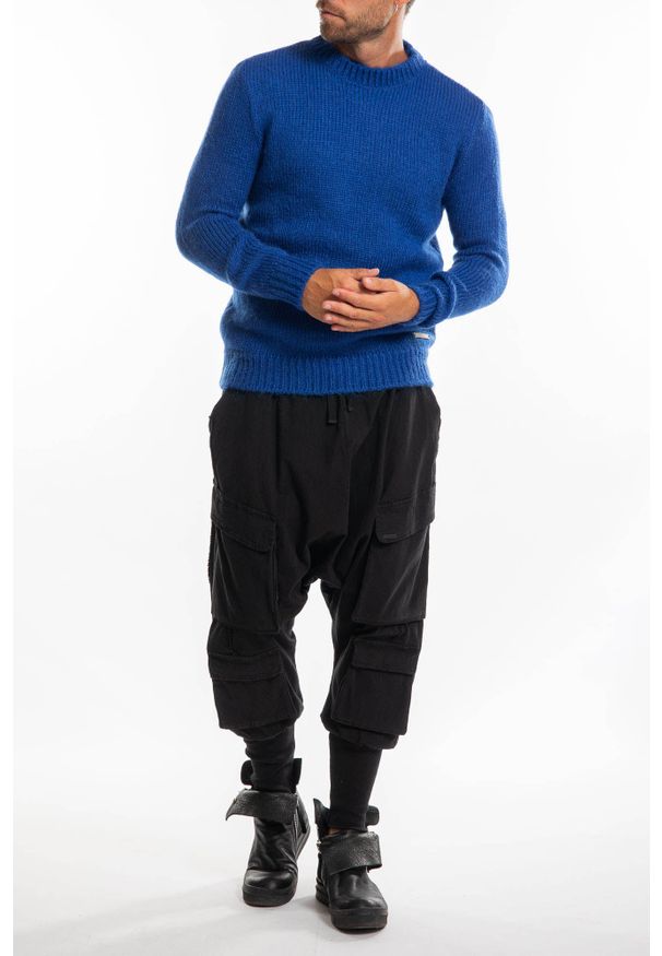 Takeshy Kurosawa Sweter "Mohair" | 83386 | Mohair | Mężczyzna | Niebieski. Okazja: na co dzień. Kolor: niebieski. Materiał: moher, poliamid, akryl. Wzór: aplikacja. Styl: casual