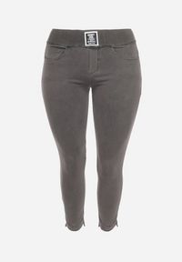 Born2be - Ciemnoszare Spodnie Skinny z Kieszeniami Afrina. Kolekcja: plus size. Kolor: szary. Długość: do kostek #4