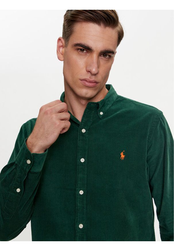 Polo Ralph Lauren Koszula 710818761024 Zielony Slim Fit. Typ kołnierza: polo. Kolor: zielony. Materiał: bawełna