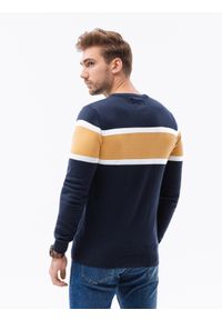 Ombre Clothing - Sweter męski E190 - granatowy - XXL. Kolor: niebieski. Materiał: jeans, bawełna. Styl: klasyczny