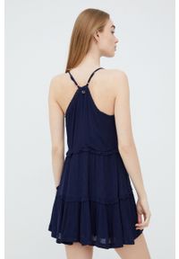 Superdry sukienka kolor granatowy mini rozkloszowana. Kolor: niebieski. Długość rękawa: na ramiączkach. Typ sukienki: rozkloszowane. Długość: mini