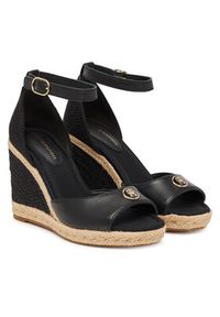 TOMMY HILFIGER - Tommy Hilfiger Espadryle Plate High Wedge Espad FW0FW09517 Czarny. Kolor: czarny. Materiał: skóra #6