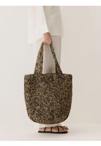 Reserved - Pleciona torebka shopper - czarny. Kolor: czarny #1