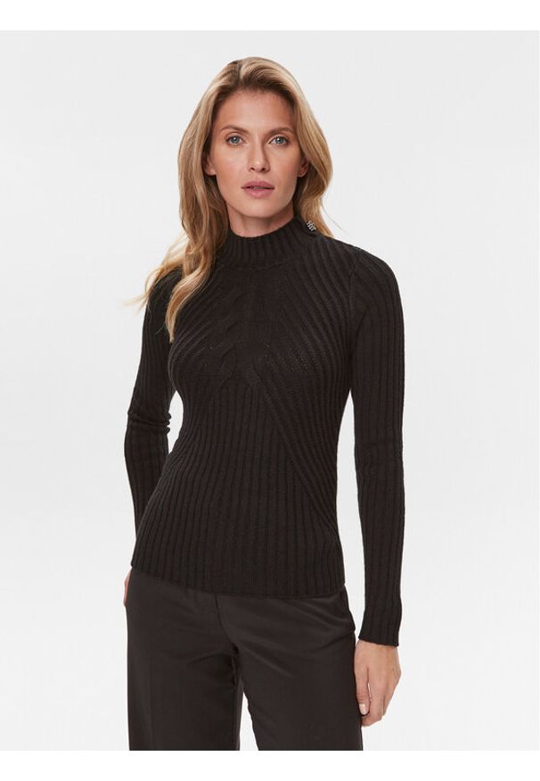 Liu Jo Sweter MF3223 MA95M Czarny Regular Fit. Kolor: czarny. Materiał: syntetyk