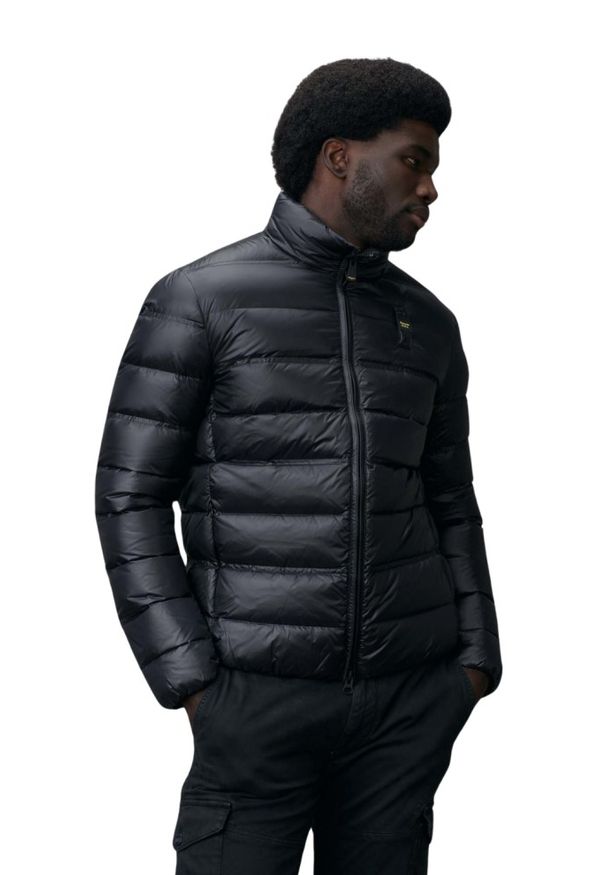 Blauer USA - BLAUER Czarna męska kurtka Belmont Short Jackets. Kolor: czarny. Materiał: poliamid, puch
