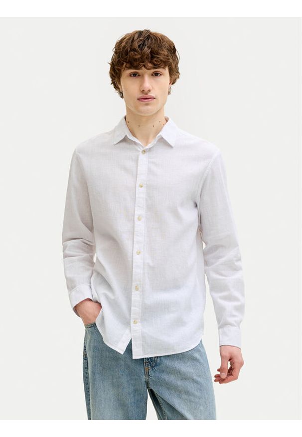 Jack & Jones Koszula Summer 12289174 Biały Regular Fit. Kolor: biały. Materiał: bawełna