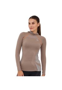 Bluza damska z kapturem Brubeck FITNESS. Okazja: na co dzień. Typ kołnierza: kaptur. Kolor: brązowy. Materiał: poliamid, elastan. Styl: sportowy, casual, elegancki. Sport: fitness #1