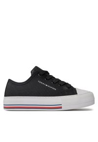 TOMMY HILFIGER - Tommy Hilfiger Trampki Low Cut Lace-Up Sneaker T3A9-33185-1687 M Czarny. Kolor: czarny. Materiał: materiał