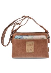 Brązowa Elegancka Torebka Damska Anekke. Kolor: beżowy. Wzór: aplikacja. Materiał: skórzane. Styl: elegancki #5