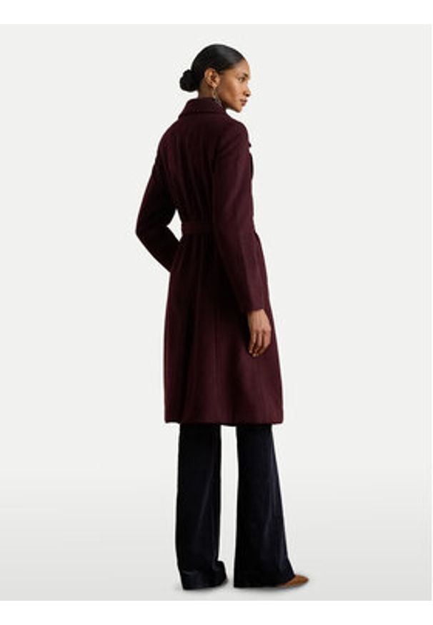 Lauren Ralph Lauren - LAUREN RALPH LAUREN Płaszcz wełniany 297962169005 Bordowy Regular Fit. Kolor: czerwony. Materiał: syntetyk