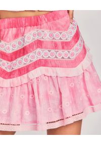 LOVE SHACK FANCY - Mini spódnica z falbankami Felice. Kolor: różowy, wielokolorowy, fioletowy. Materiał: bawełna, koronka, tkanina. Wzór: aplikacja, haft, koronka #3