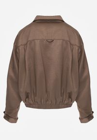 Born2be - Brązowa Kurtka Typu Bomberka z Kołnierzykiem i Regulacją przy Mankietach Tellavan. Okazja: na co dzień. Kolor: brązowy. Materiał: poliester, jeans. Styl: casual #2