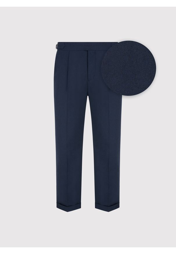 Pako Lorente - PAKO LORENTE - Granatowe spodnie męskie z lnem. Okazja: na co dzień. Kolor: niebieski, beżowy. Materiał: len. Sezon: lato. Styl: casual