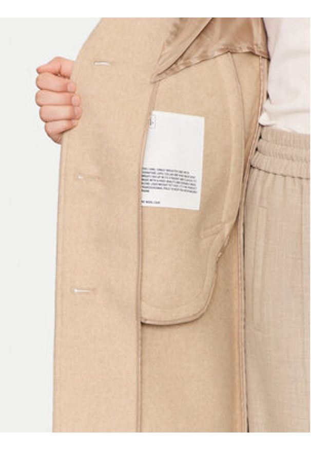 Marc O'Polo Płaszcz wełniany 408 0294 71265 Beżowy Regular Fit. Typ kołnierza: polo. Kolor: beżowy. Materiał: syntetyk