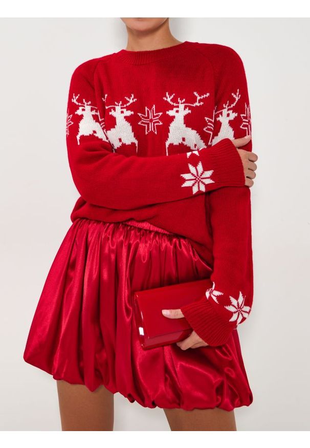 Sinsay - Sweter świąteczny - czerwony. Kolor: czerwony. Styl: wizytowy